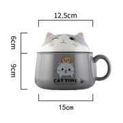 Katzen Ramen Schüssel 1000ml – Keramik Nudelschüssel mit Deckel