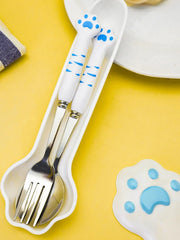 Katzenpfote Besteckset – Löffel & Gabel mit Aufbewahrungsbox