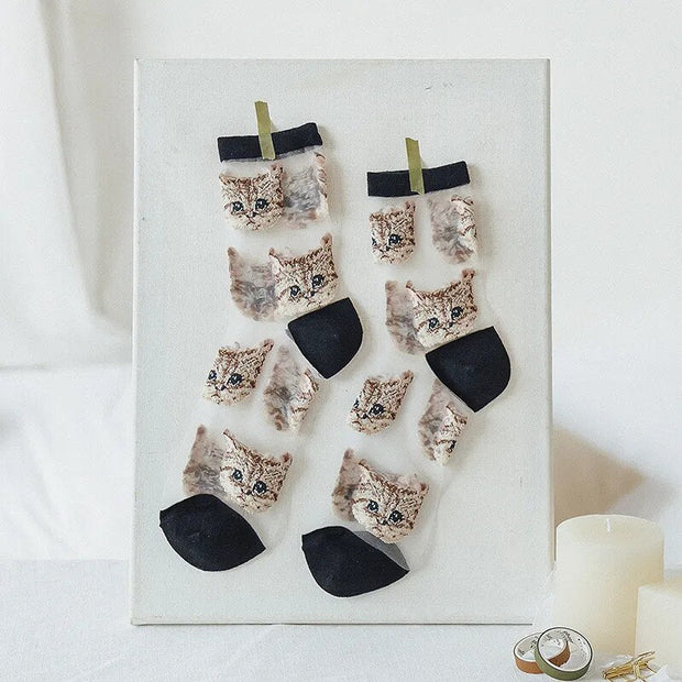 Kawaii Katzen Ästhetische Knöchelsocken Transparent