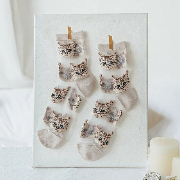 Kawaii Katzen Ästhetische Knöchelsocken Transparent
