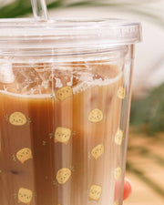 Süße Katzen Tumbler Becher mit Strohhalm – Klarer Kunststoff