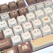 Kawaii Katze Tastenkappen 108 Stück – Süßes Mocha Mao Design