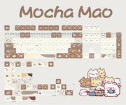 Kawaii Katze Tastenkappen 108 Stück – Süßes Mocha Mao Design