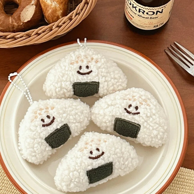Kawaii Onigiri Plüsch Schlüsselanhänger – Niedliches Reiskugel Design