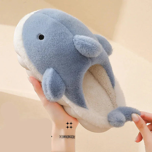 Kawaii Haifisch Plüsch Hausschuhe – Flauschig und Chunky