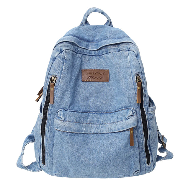Denim Rucksack Mehrfach-Taschen Schulrucksack