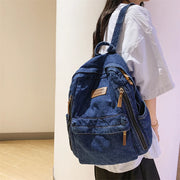 Denim Rucksack Mehrfach-Taschen Schulrucksack