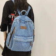 Denim Rucksack Mehrfach-Taschen Schulrucksack