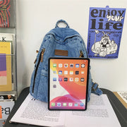 Denim Rucksack Mehrfach-Taschen Schulrucksack
