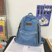 Denim Rucksack Mehrfach-Taschen Schulrucksack