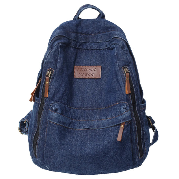 Denim Rucksack Mehrfach-Taschen Schulrucksack