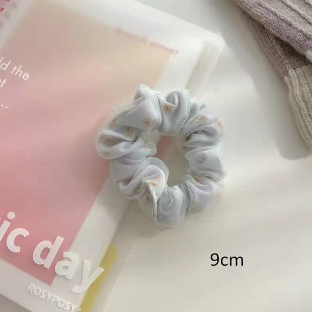 Blumenmuster Seidenorganza Haargummi Doppelpack – Modisch