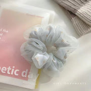 Blumenmuster Seidenorganza Haargummi Doppelpack – Modisch