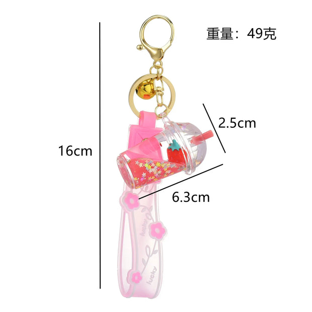 Kawaii Erdbeer Glitzer Quicksand Schlüsselanhänger