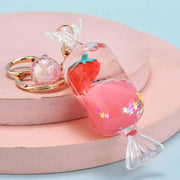 Kawaii Erdbeer Glitzer Quicksand Schlüsselanhänger