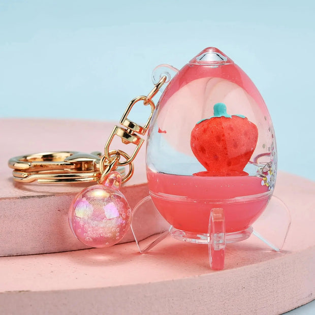 Kawaii Erdbeer Glitzer Quicksand Schlüsselanhänger