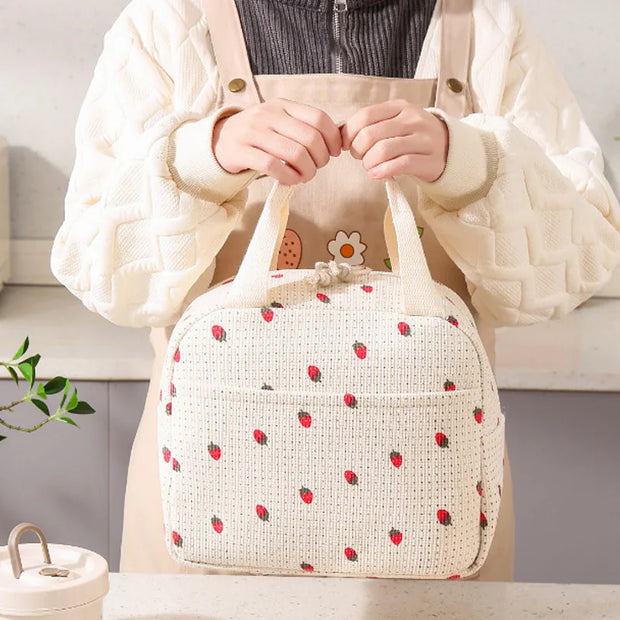 Floral Cord Lunchbag mit Fronttasche – Isolierte Tasche