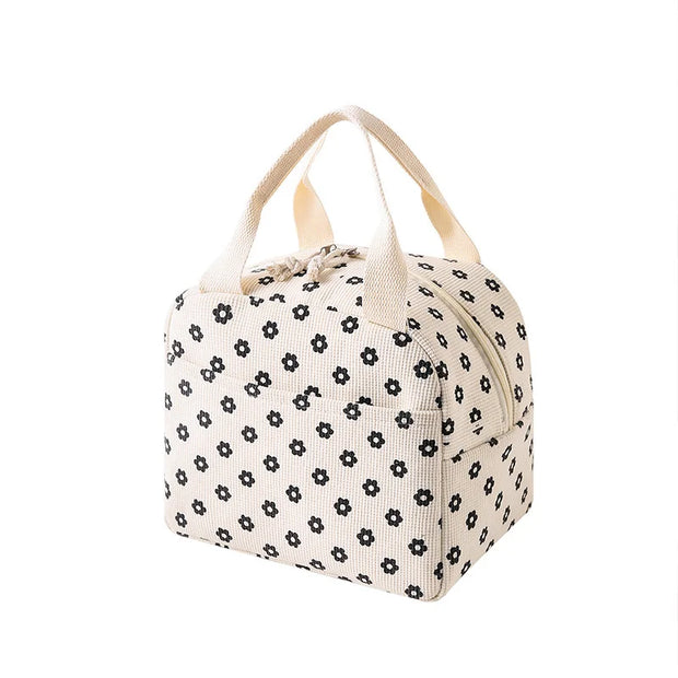 Floral Cord Lunchbag mit Fronttasche – Isolierte Tasche