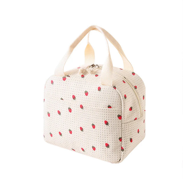 Floral Cord Lunchbag mit Fronttasche – Isolierte Tasche