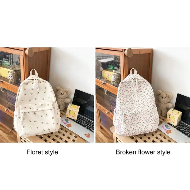 Blumen Rucksack Groß – Preppy Schul- & Reiserucksack