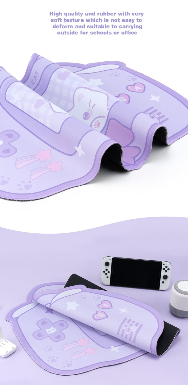 Gaming Mauspad Groß – Kawaii Katzenmotiv Schreibtischunterlage