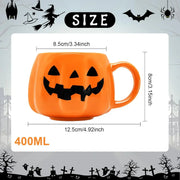 Halloween Kürbis Keramiktasse 400ml – Süße Kaffeetasse mit Kürbismuster