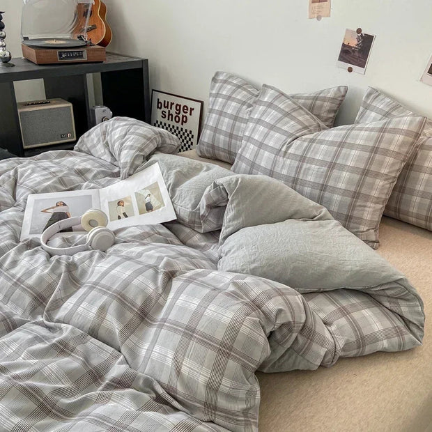 Japanischer Stil Bettwäsche Set – Kariert