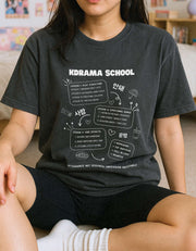 K-Drama Oversize T-Shirt 100% Baumwolle Lila/Schwarz