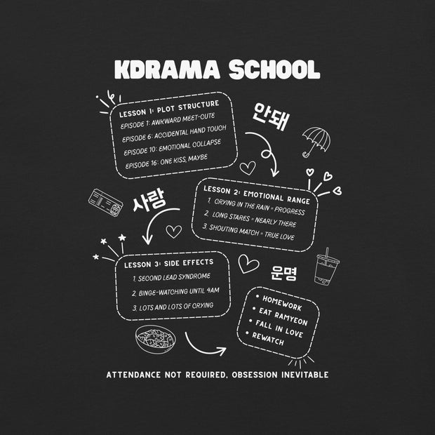 K-Drama Oversize T-Shirt 100% Baumwolle Lila/Schwarz