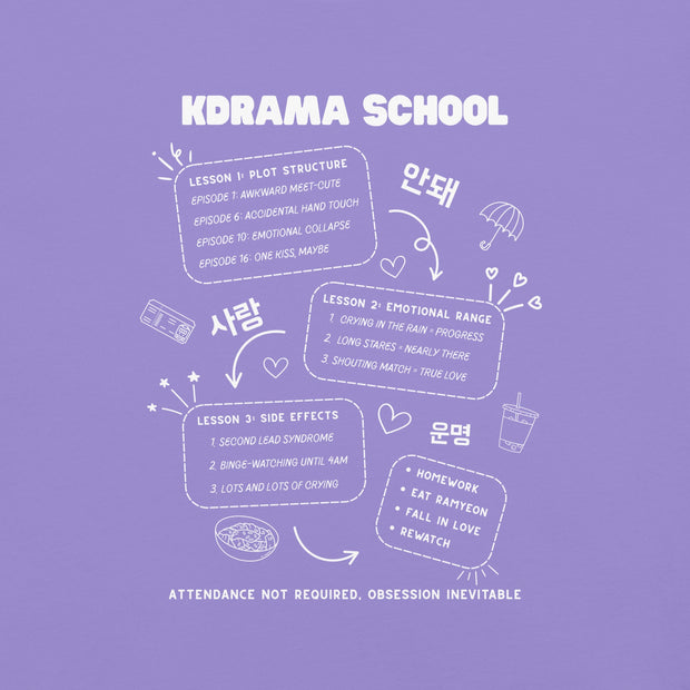 K-Drama Oversize T-Shirt 100% Baumwolle Lila/Schwarz