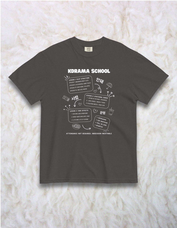 K-Drama Oversize T-Shirt 100% Baumwolle Lila/Schwarz