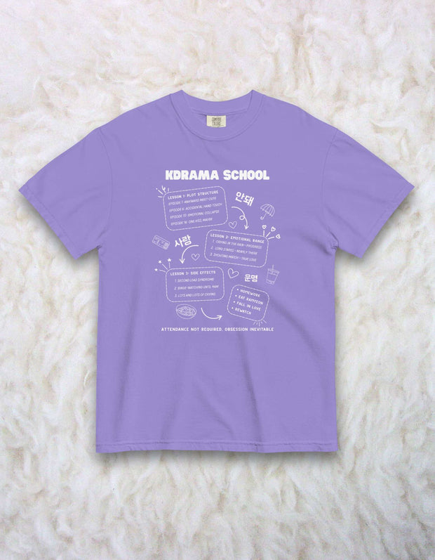 K-Drama Oversize T-Shirt 100% Baumwolle Lila/Schwarz
