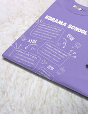 K-Drama Oversize T-Shirt 100% Baumwolle Lila/Schwarz