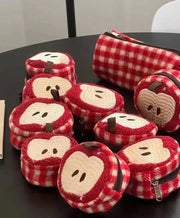 Kawaii Apfel Stickerei Federmäppchen / Münzbörse