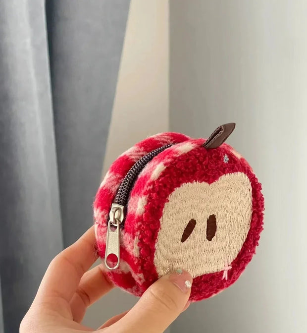 Kawaii Apfel Stickerei Federmäppchen / Münzbörse