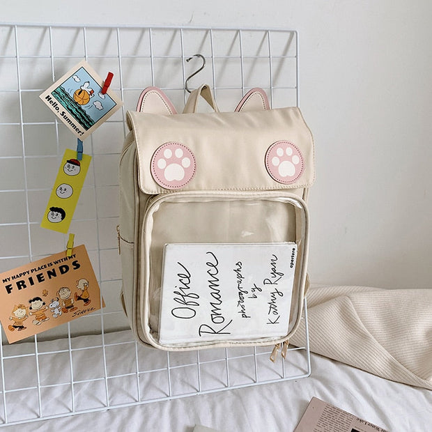 Kawaii Katzenohren Pfotenabdruck Rucksack – ITA Design