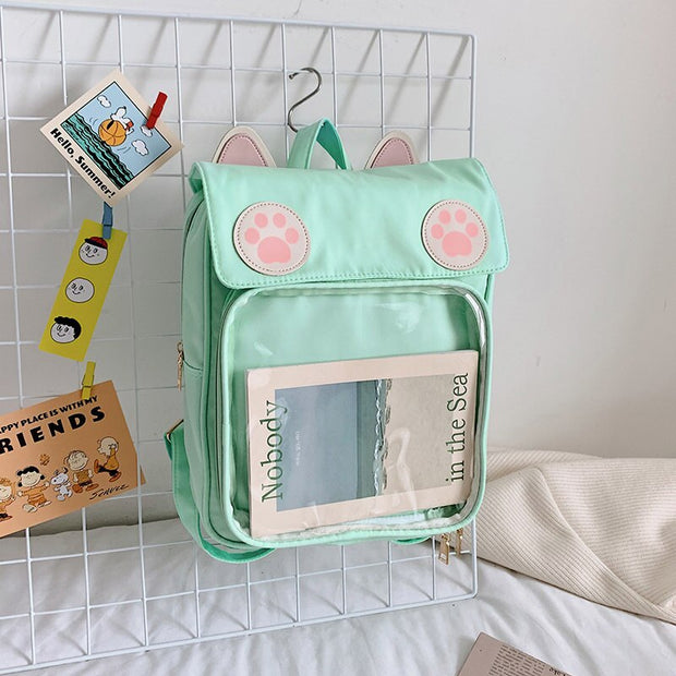 Kawaii Katzenohren Pfotenabdruck Rucksack – ITA Design