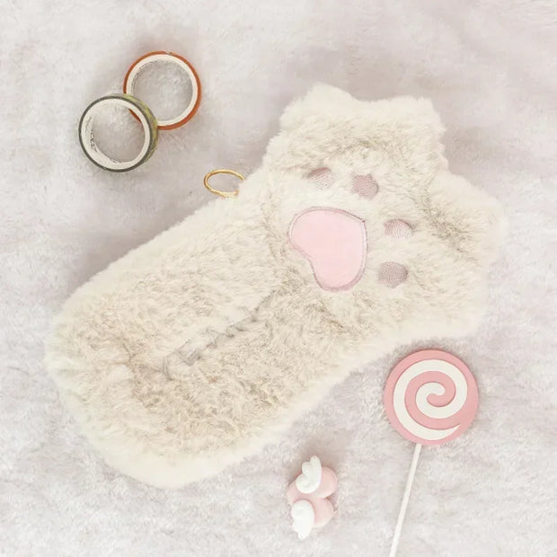 Kawaii Katzenpfote Federmäppchen Plüsch – Weiches Stiftemäppchen