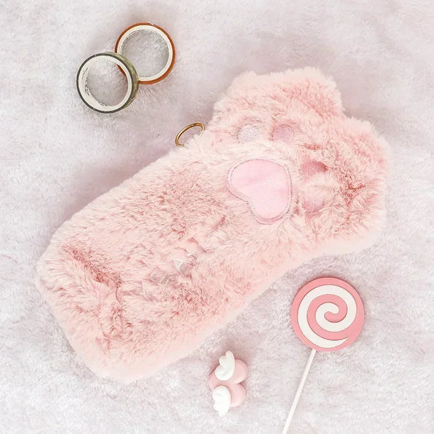 Kawaii Katzenpfote Federmäppchen Plüsch – Weiches Stiftemäppchen