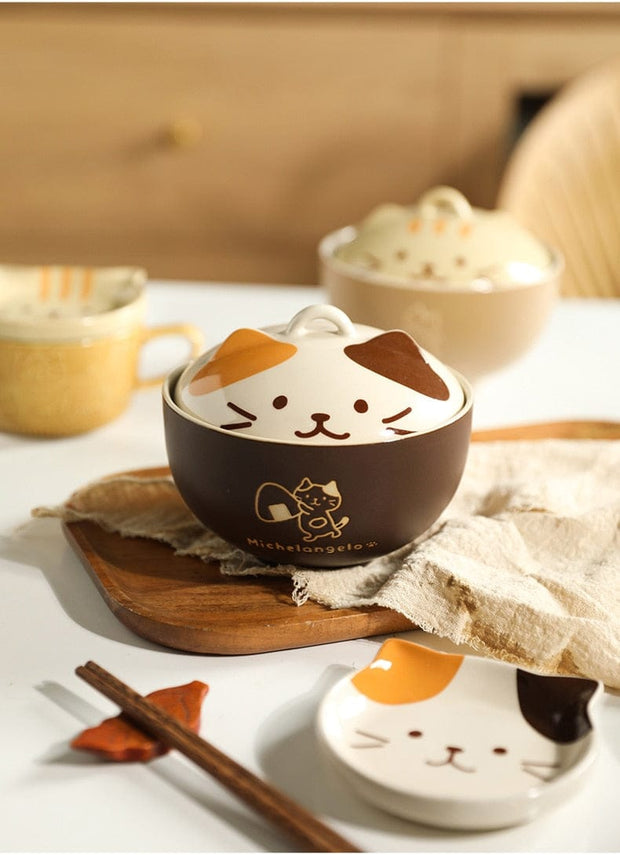 Kawaii Katzen Ramen Schüssel mit Deckel