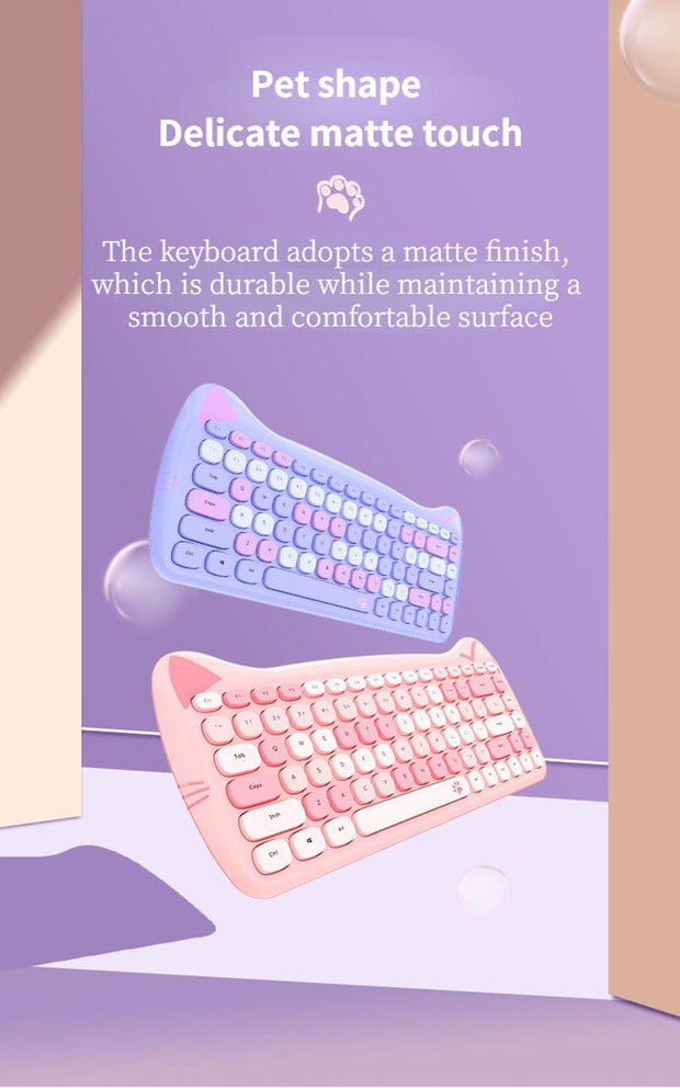 Kawaii Katzen Wireless Tastatur & Maus Set – Niedliches Design