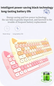 Kawaii Katzen Wireless Tastatur & Maus Set – Niedliches Design