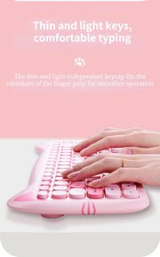 Kawaii Katzen Wireless Tastatur & Maus Set – Niedliches Design