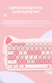Kawaii Katzen Wireless Tastatur & Maus Set – Niedliches Design