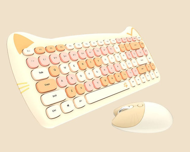 Kawaii Katzen Wireless Tastatur & Maus Set – Niedliches Design