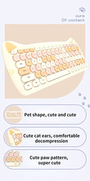 Kawaii Katzen Wireless Tastatur & Maus Set – Niedliches Design