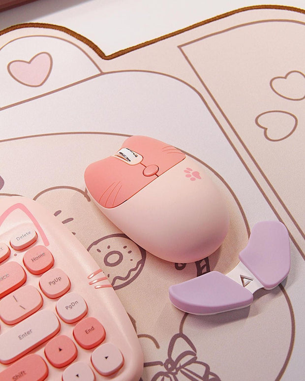 Kawaii Katzen Wireless Tastatur & Maus Set – Niedliches Design