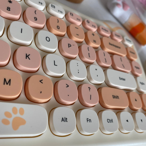 Kawaii Katzen Wireless Tastatur & Maus Set – Niedliches Design