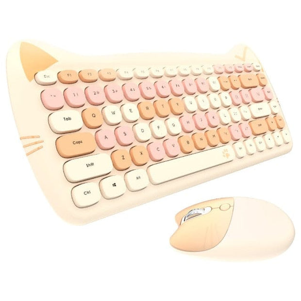 Kawaii Katzen Wireless Tastatur & Maus Set – Niedliches Design