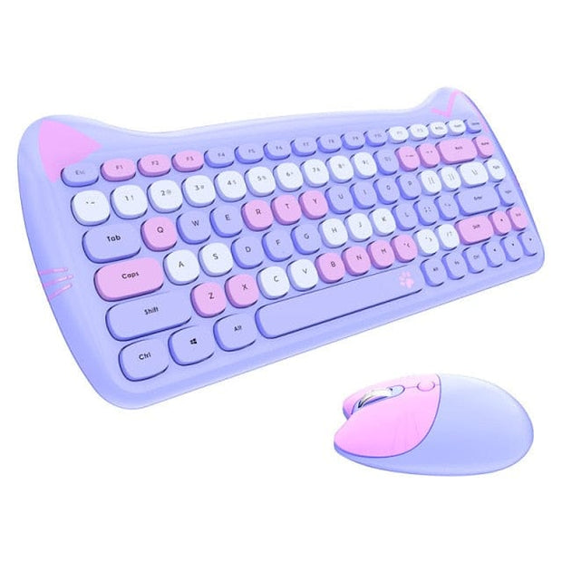Kawaii Katzen Wireless Tastatur & Maus Set – Niedliches Design